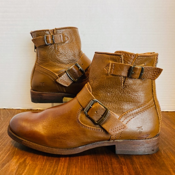 Frye Womens Brown Leather Buckle Zipper Booties, 8.5. - Picture 5 of 8